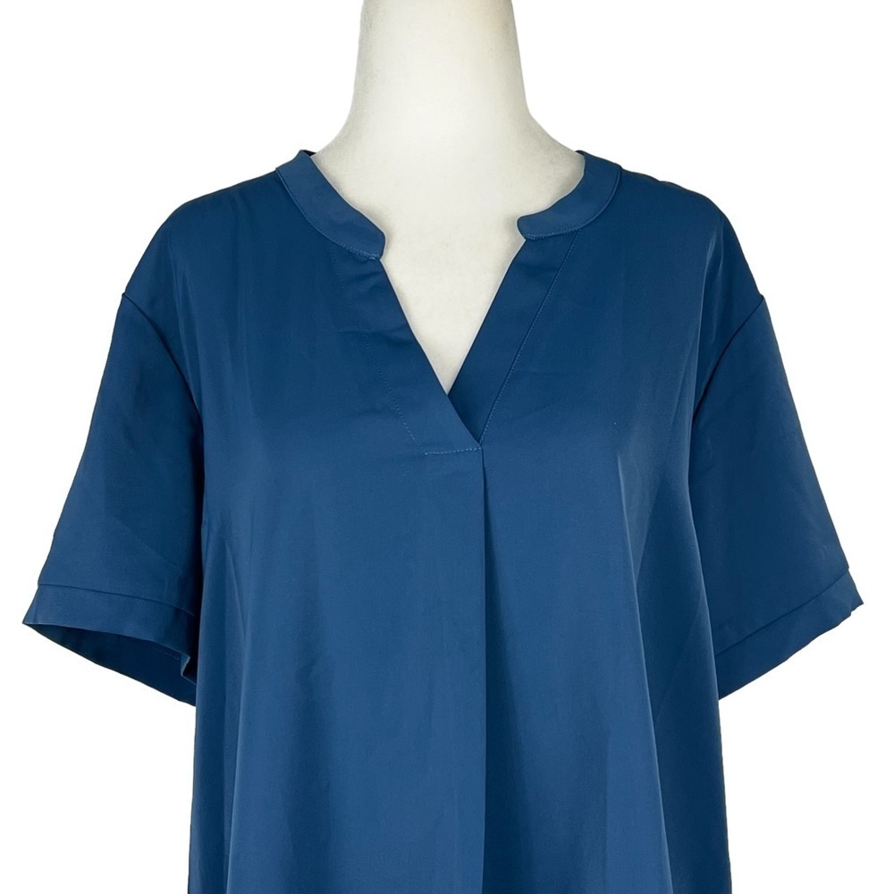 NEW WITH TAGS TIMESON SHORT SLEEVED NOTCHED V-NECK WOMEN'S BLOUSE - Picture 3 of 12